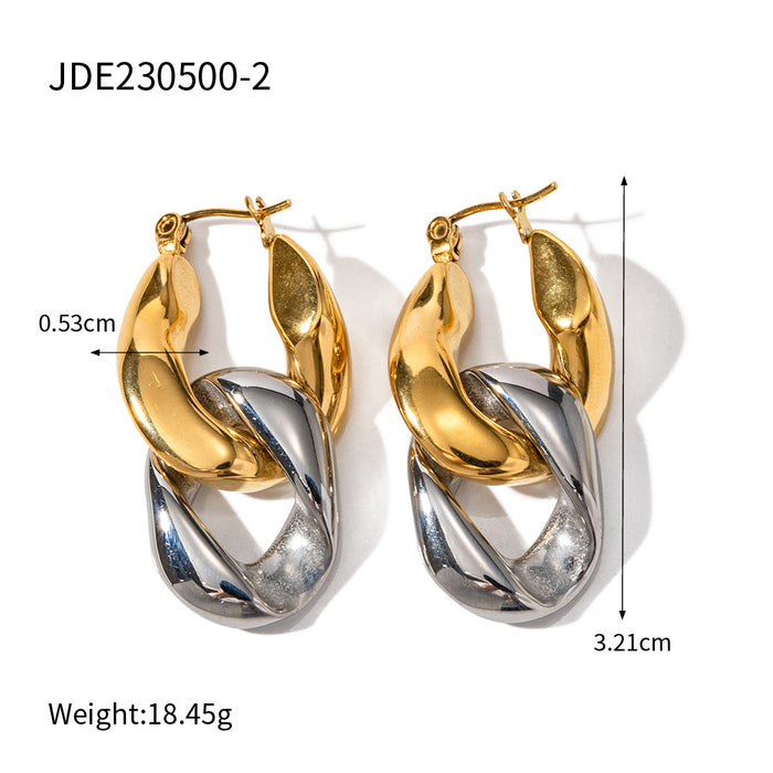 Trending Titanium Steel Earrings - 18K Gold Stainless Steel Exaggerated Chain Earrings for Women