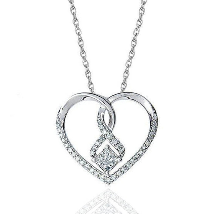 Heart Shaped Zirconia Pendant Clavicle Necklace Valentine's Day Gift