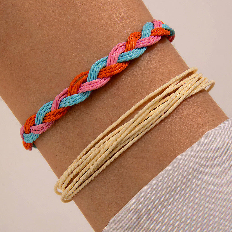 New Colorful Bohemian Ethnic Bracelet Set - Handwoven Vacation Bracelet for Women