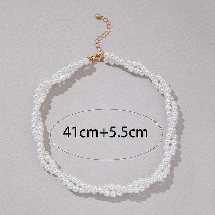 Collar minimalista de perlas con colgante de flor: cadena sencilla de una sola capa para mujer