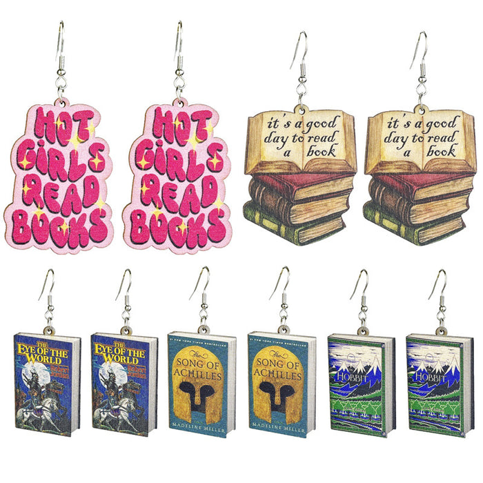 Book wooden earrings