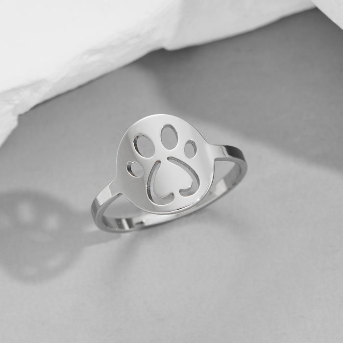 Anillo de acero inoxidable con forma de garra de gato y garra de perro, pequeño anillo de animal abierto fresco al por mayor