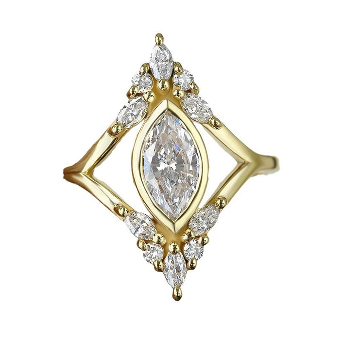 Horse eye geometric design ring fashion light luxury ring engagement popular match