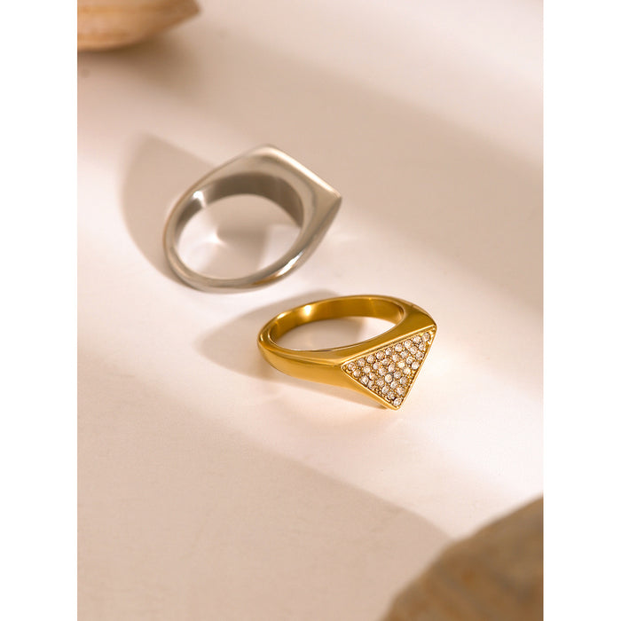 Textured 18K Gold Plated Stainless Steel Ring - Elegant and Fashionable