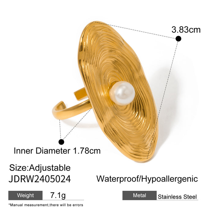 Stainless steel and gold pearl ring