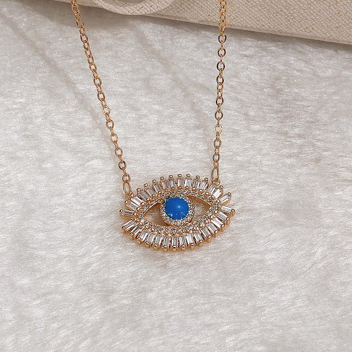 Punk style evil eye pendant necklace for women