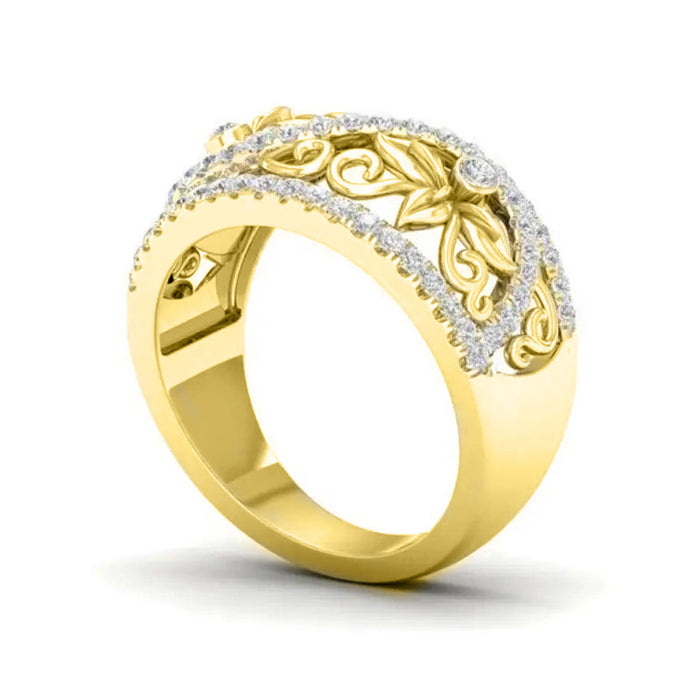 Hollow flower-shaped ring European and American style floral women's ring