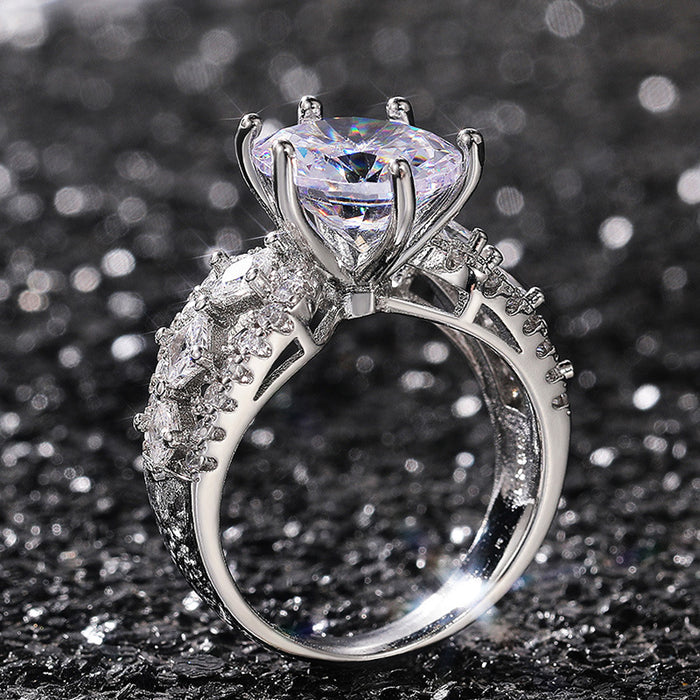 Luxury High Quality Zirconia Women's Ring Hollow Square Diamond Engagement Ring