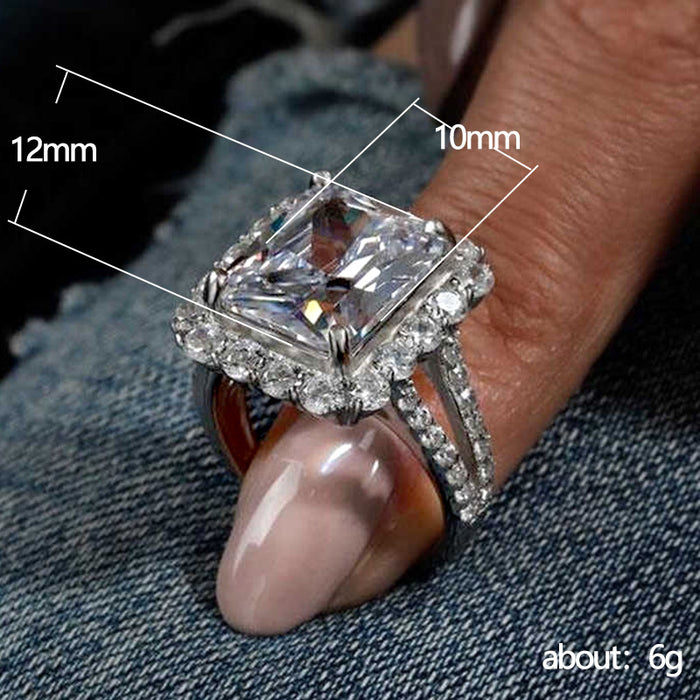 Luxury high-end square diamond zircon ring, wedding anniversary gift