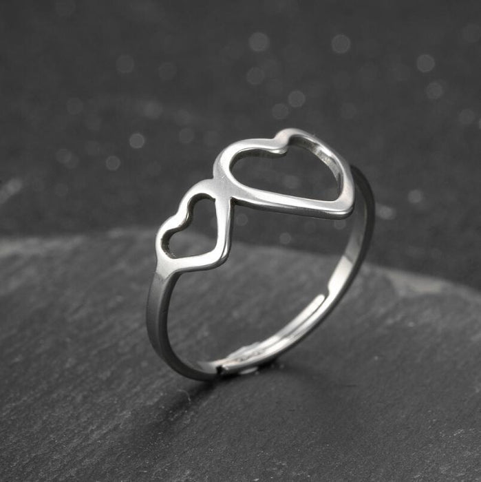 Vintage double heart rings, wholesale of 18K gold-plated open love rings