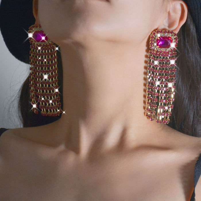 Vintage Zircon Hoop Earrings - Exaggerated Chain Dangles for a Modern Look