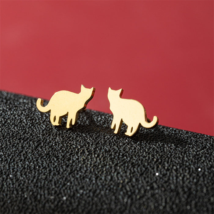 Mini Cat Paw Stainless Steel Stud Earrings - Adorable Pet Jewelry for Animal Lovers