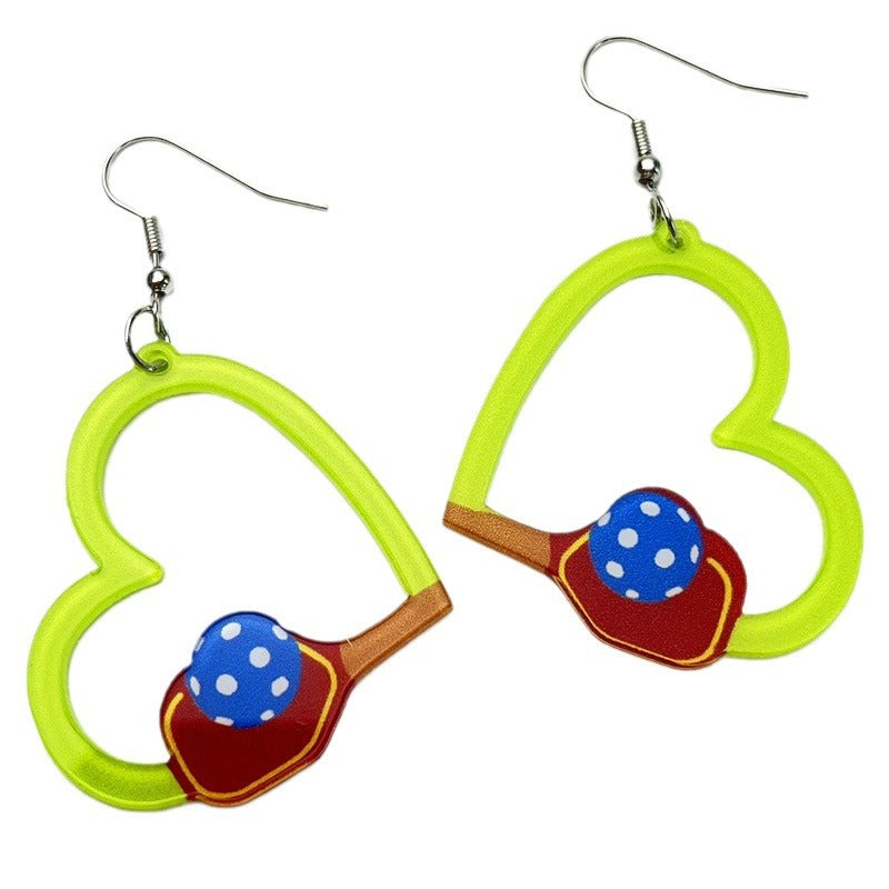 Pickleball Enthusiast Acrylic Racket Earrings - wallojewerly 