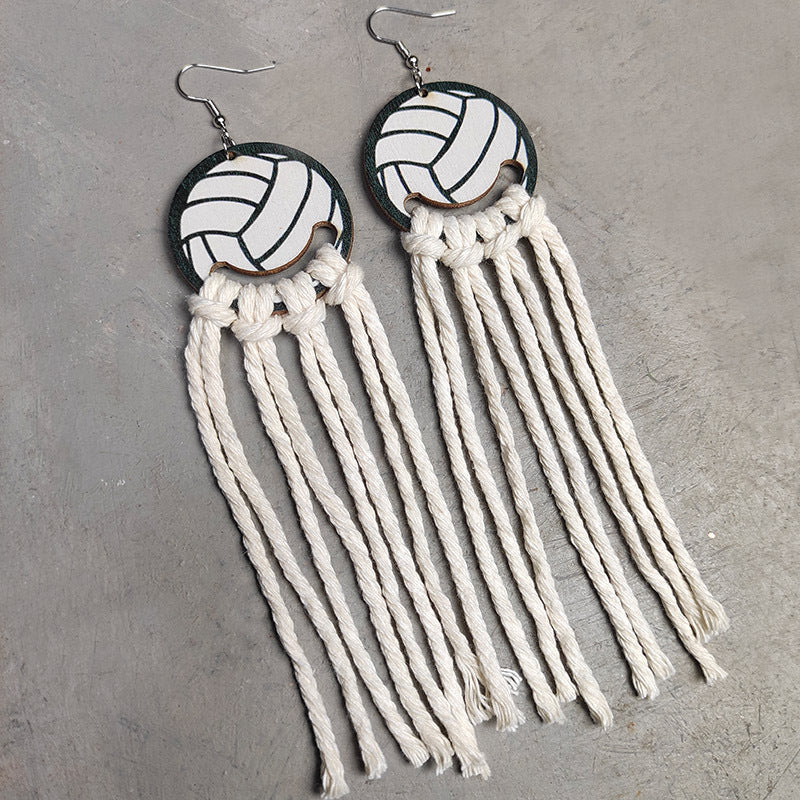 World Cup Long Tassel Earrings with Sports Themes