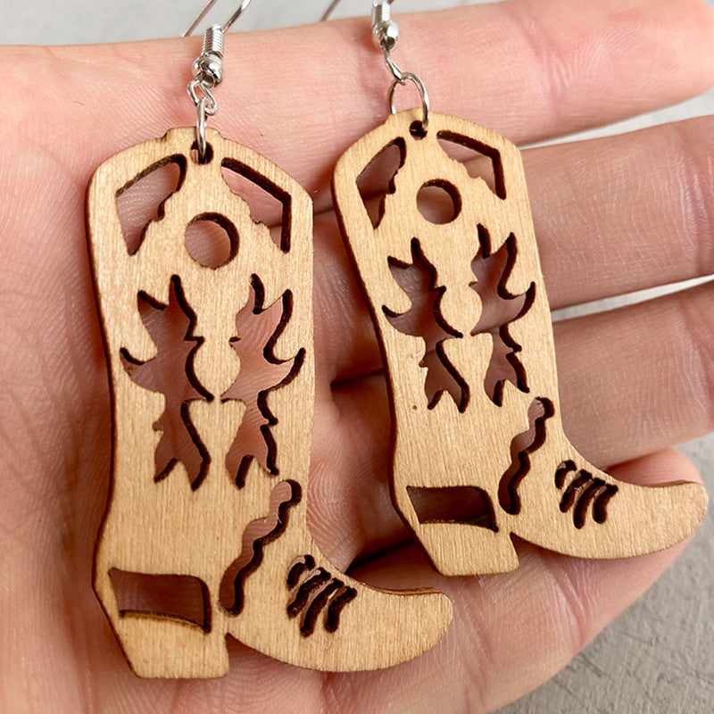Wooden horseshoe earrings - wallojewerly 