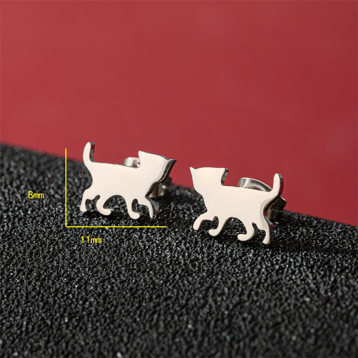 Pet Dog and Cat Stainless Steel Stud Earrings - Cute and Playful Jewelry