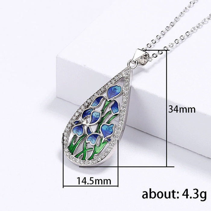 Handmade enamel dripping glue flower pendant women's necklace