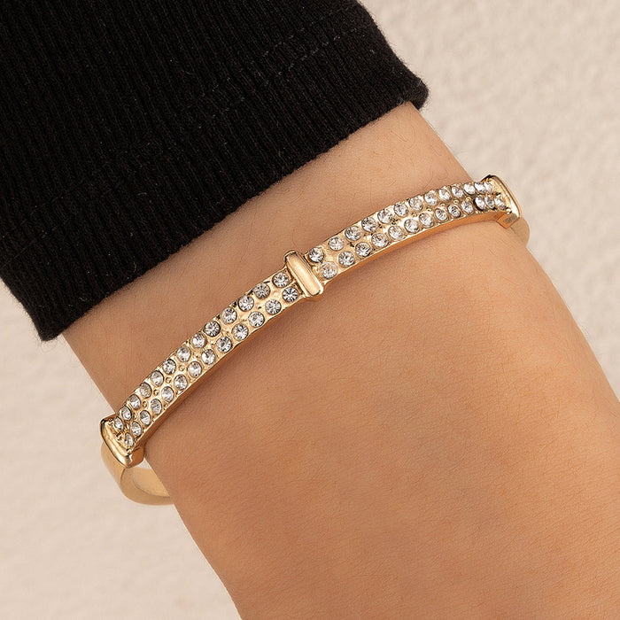 Open Cuff Single Layer Bracelet with Geometric Alloy Design