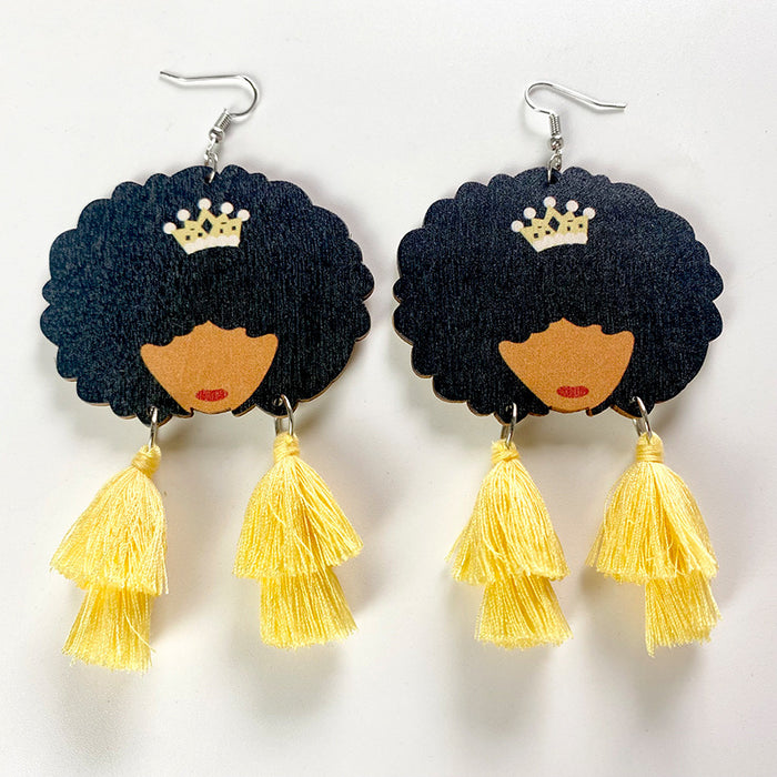 Wooden Crown Earrings