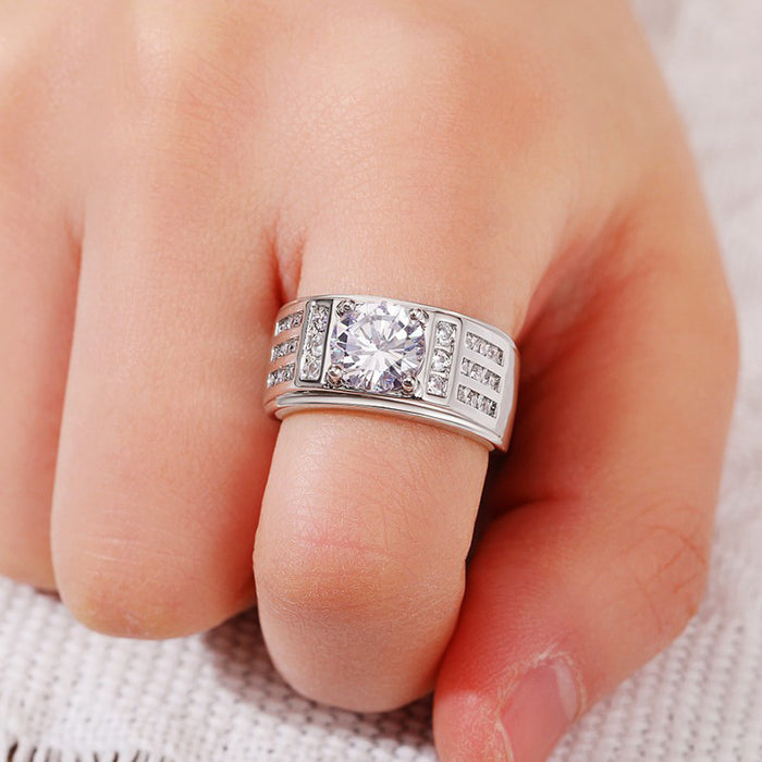 Starry sky men's ring imitation moissanite domineering cold style ring