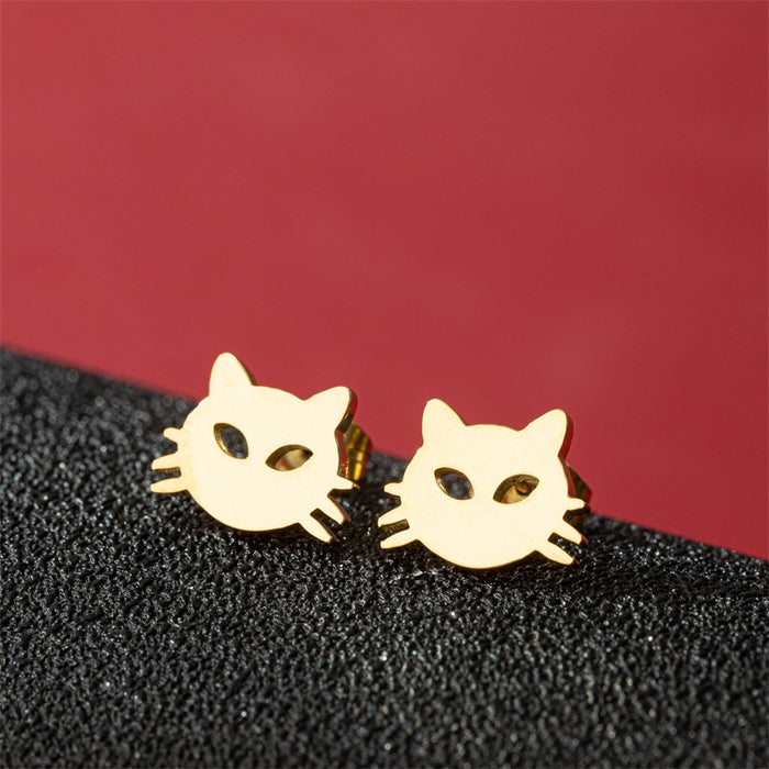 Mini Cat Paw Stainless Steel Stud Earrings - Adorable Pet Jewelry for Animal Lovers