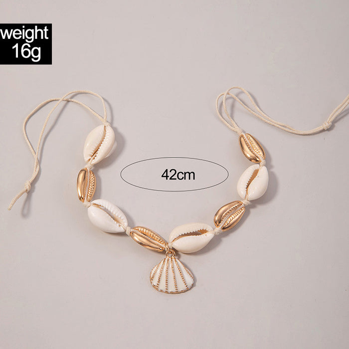 Single Layer Geometric Shell Anklet - Minimalist Beach Style Foot Jewelry