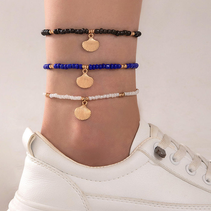 Multilayer Shell Beaded Anklet - Boho Chic Beach Jewelry