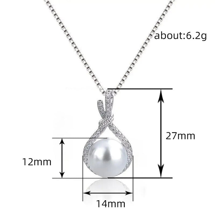Imitation Pearl Round Hollow Pendant Necklace Classic Women's Necklace
