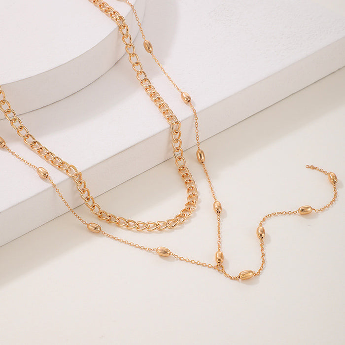 Simple Alloy Chain Multi-Layer Necklace Set - Geometric Two Layers