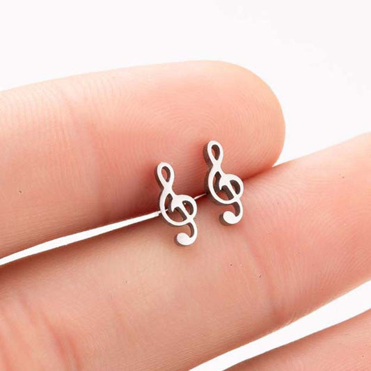 Musical note earrings, fashionable stainless steel girlfriends music symbol earrings ins European and American popular small accessories wholesale