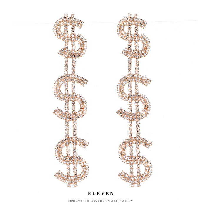 Sexy Rhinestone Letter Earrings - Bold Long Chain Dangles for a Chic Look