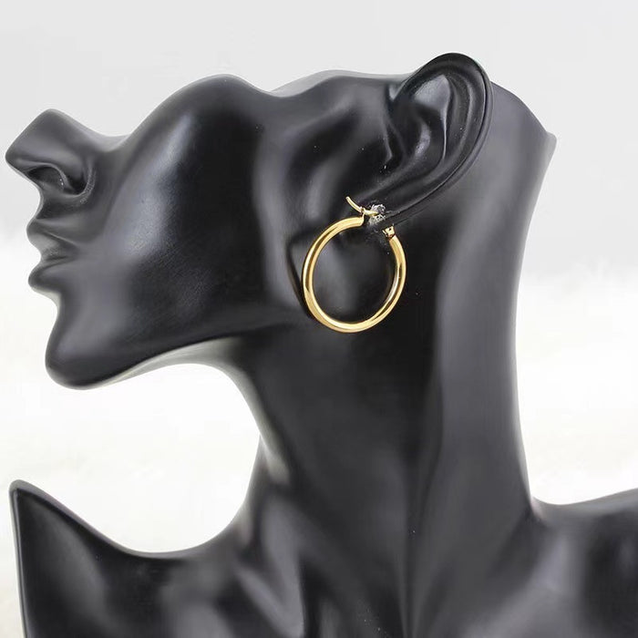 Electroplated 18K stainless steel U-shaped earrings with simple and exaggerated design