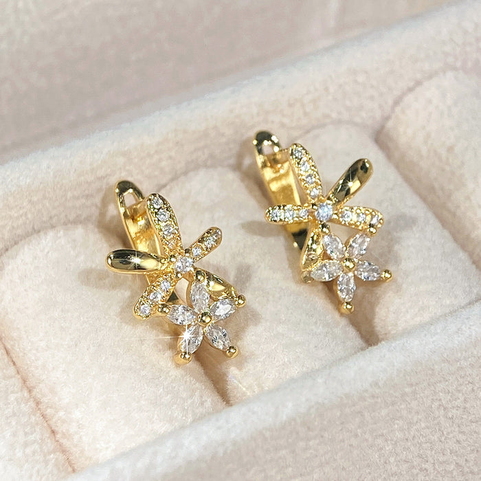 Zircon flower earrings Korean style flower earrings for women