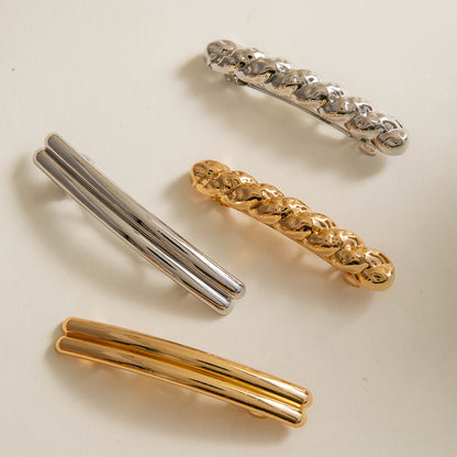 Eco-Friendly Alloy Curved Fan Hair Tie and Clip Set - Simple Elegant Three-Ring Hair Accessories