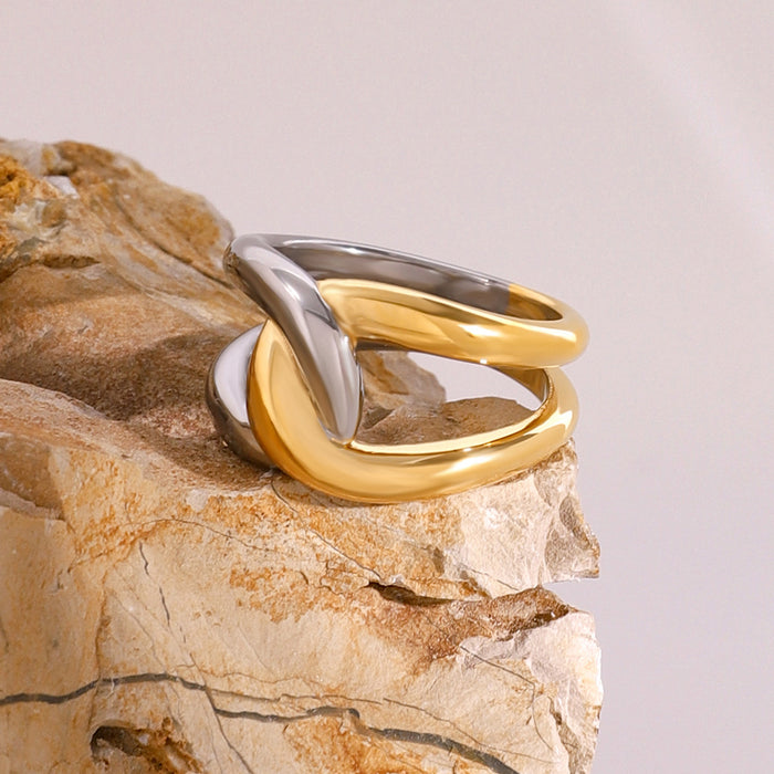 Stainless Steel Cross Contrast Ring