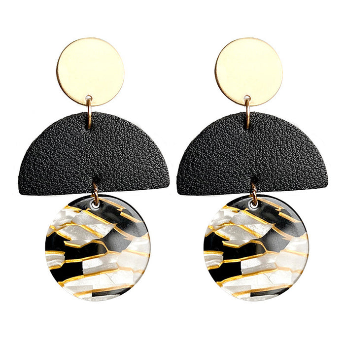 Printed acrylic splicing earrings