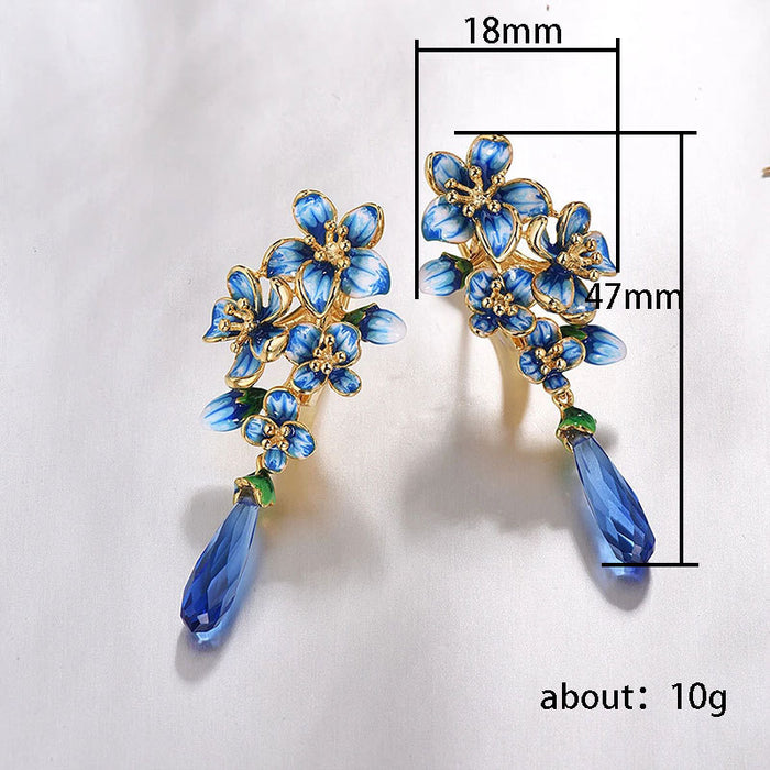 Heavy elegant floral earrings creative drop glue earrings