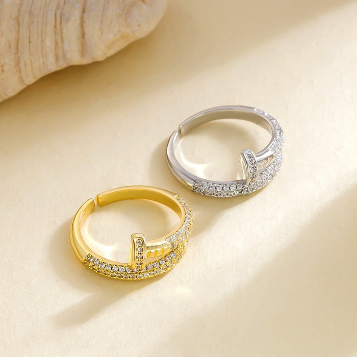 Wholesale copper micro-painted diamond nail rings