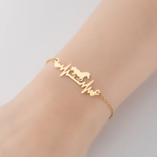 Real gold electroplated heart beating bracelet, niche design animal bracelet wholesale