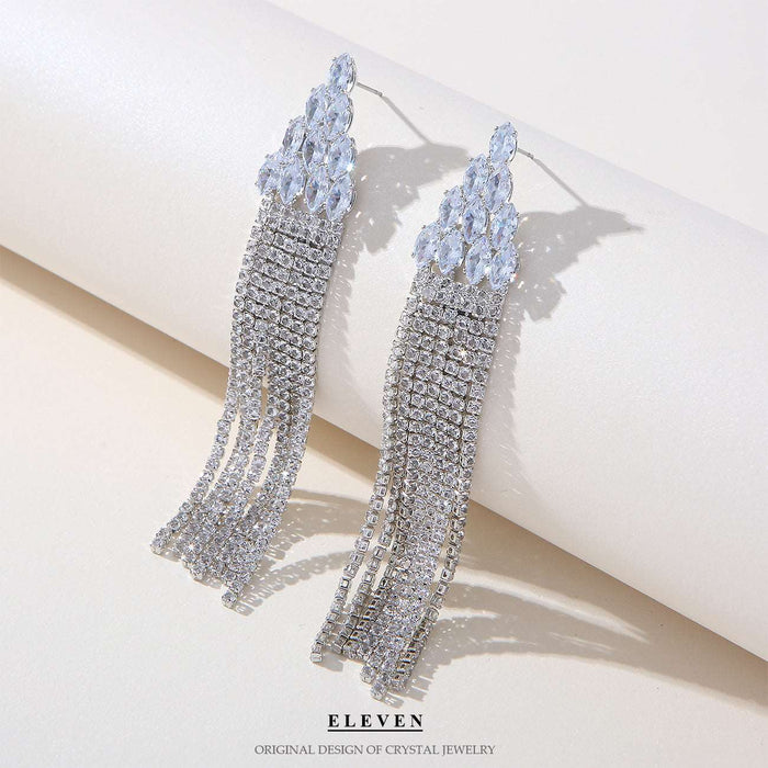 S925 silver needle white micro-paved rhinestone earrings