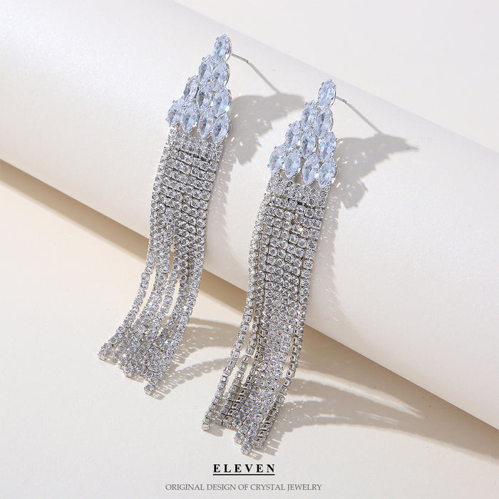 Luxury Micro Inlay Zircon Earrings - S925 Silver Tassel Dangles for a Sophisticated Look