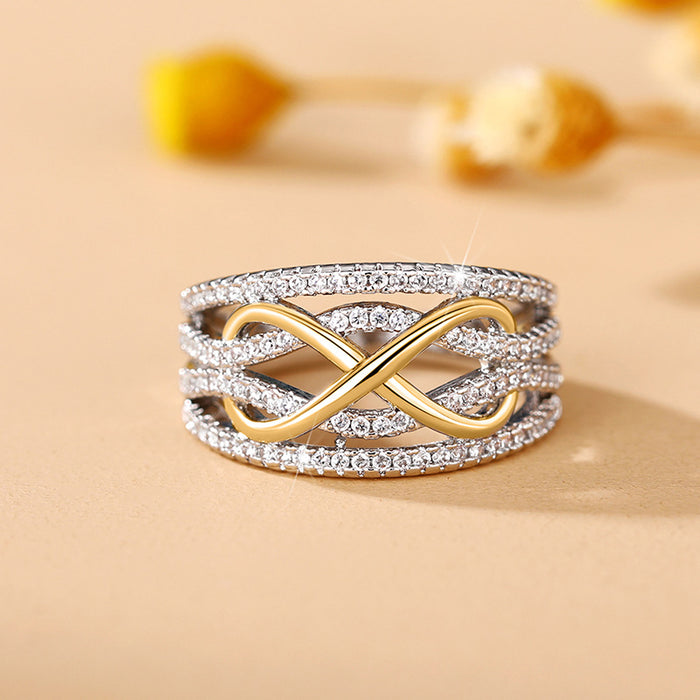 Hollow 8-shaped ring fashionable contrast color infinite love character index finger ring