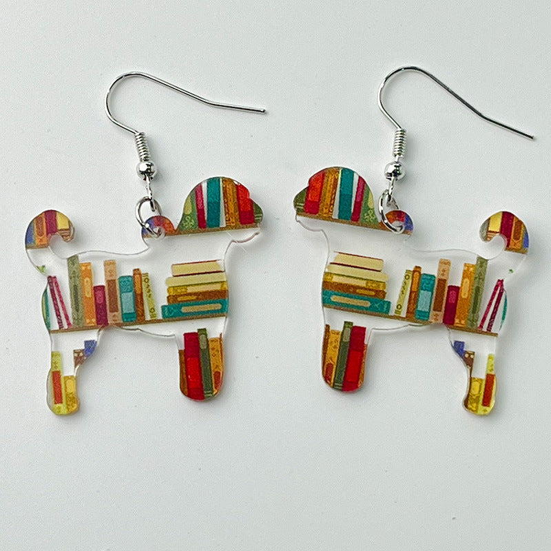 Acrylic school bookshelf earrings