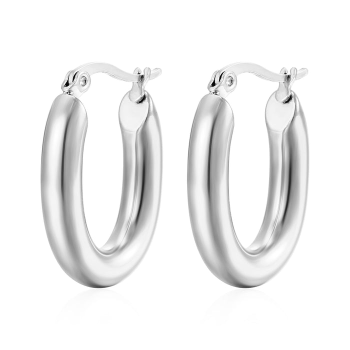 Simple round wire stainless steel ear clips for women niche temperament earrings