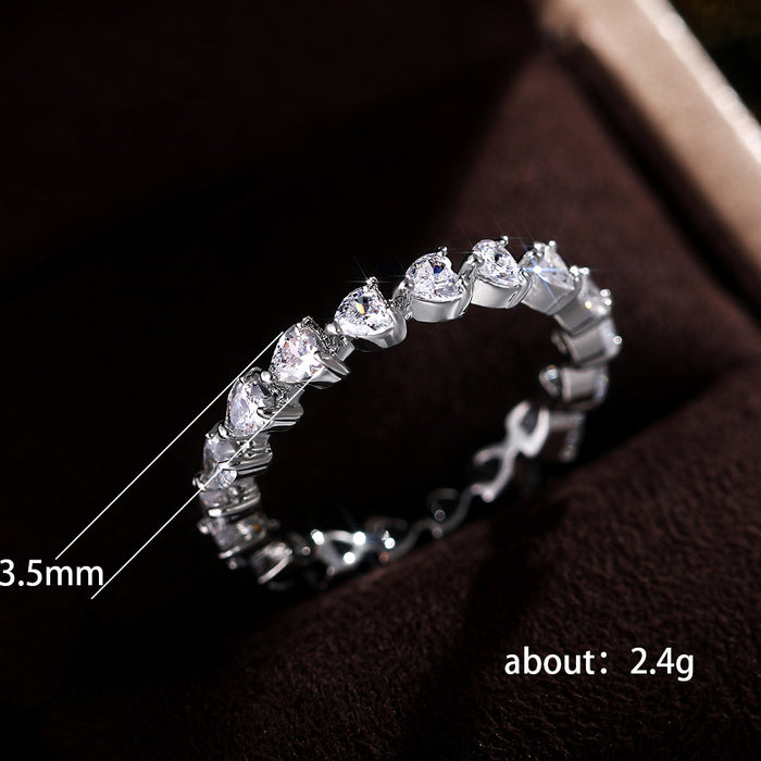 Heart-shaped zircon ring sweet ins style Valentine's Day gift ring