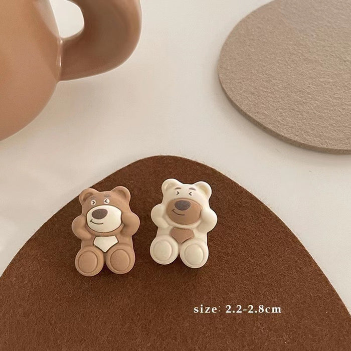 Cartoon bear earrings milk coffee color sweet earrings