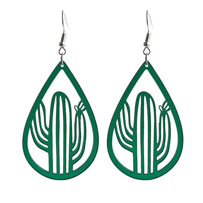 Green Sunflower Acrylic Earrings