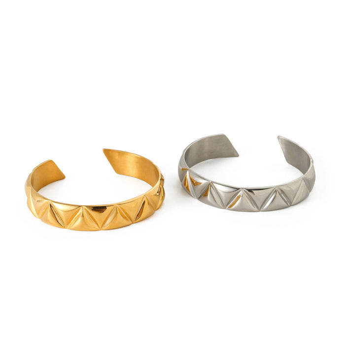 Designer 18K Gold Plated Stainless Steel Triangular Open Bracelet - Elegant Titanium Steel Jewelry