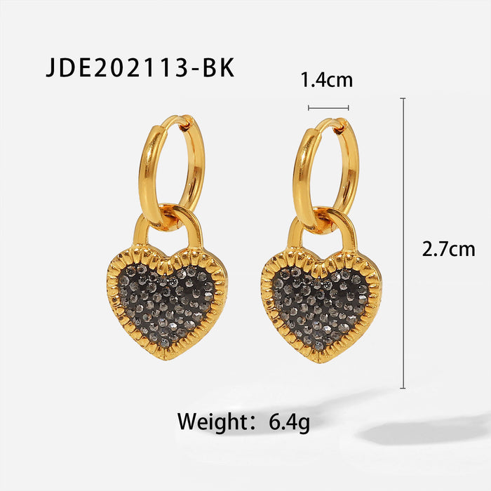 18K Gold Plated Titanium Steel Heart Drop Earrings - High Polished Unique Jewelry