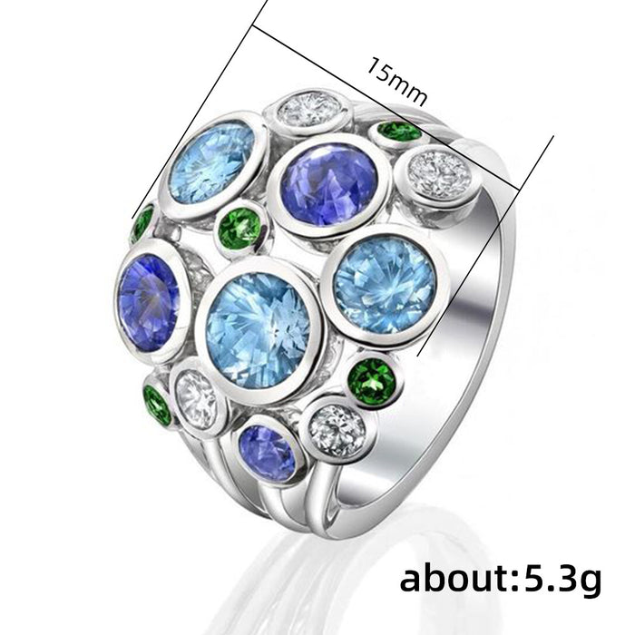 Hollow circle zircon ring European and American popular engagement ring